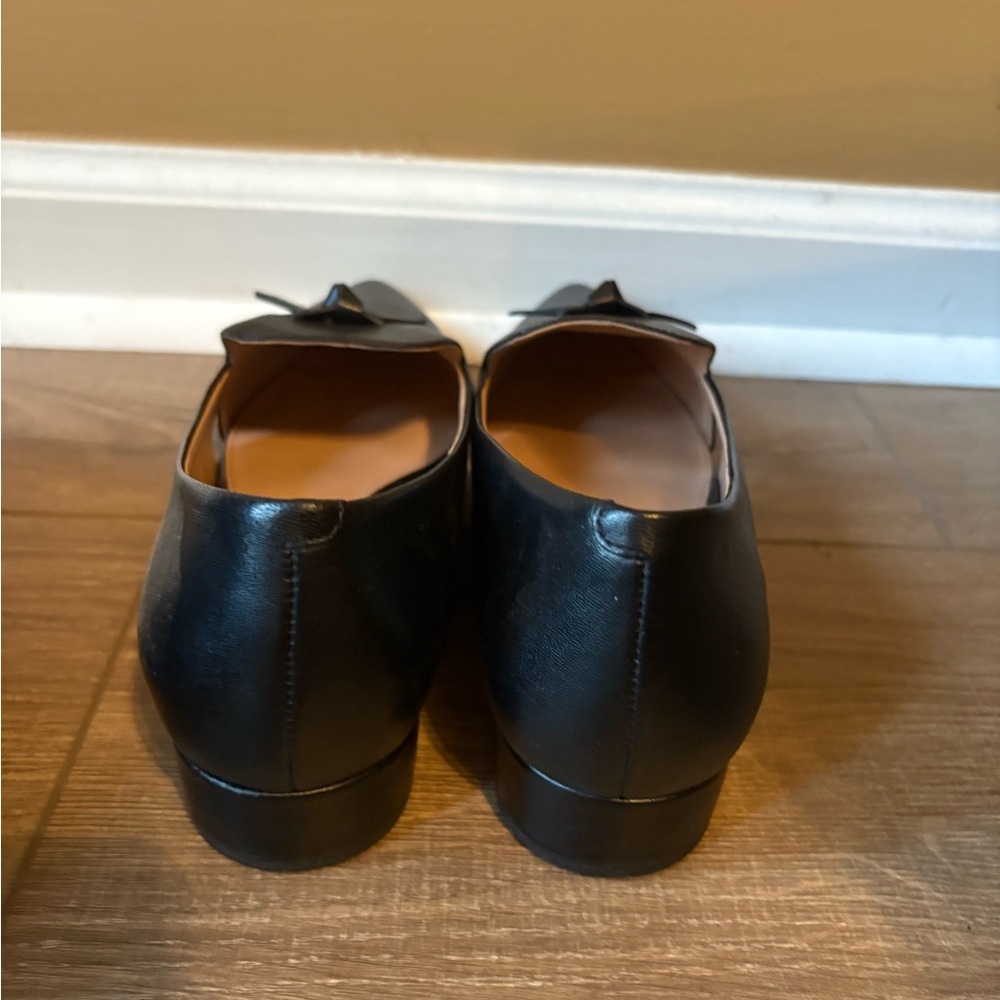 Cole Haan Black Leather Flats with Bow Detail - Picture 3 of 3